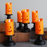 12-Pack Halloween Pumpkin LED Flameless Candles, Battery Orange Lights