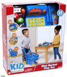 Kid Connection Supermarket Mini Market Playset – Cash Register, Shopping Cart, Play Food & Money