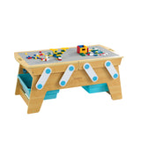KidKraft Building Bricks Play N Store Wooden Activity Table – 200+ Blocks, 3 Storage Bins & Natural Finish