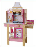 KidKraft Cook with Barbie Wooden Play Kitchen – Light-Up Oven, Sounds, Water-Reveal Food & 30 Accessories