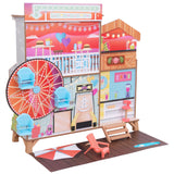 KidKraft Ferris Wheel Fun Beach House Wooden Dollhouse – 360° Two-Sided Play & 19 Accessories