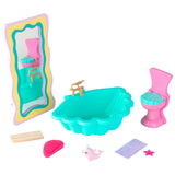 8-Piece KidKraft Rainbow Dreamers Seashell Bathroom Dollhouse Furniture – Bathtub, Mirror & Dolphicorn
