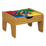 225-Piece KidKraft Reversible Wooden Activity Table – Building Brick Board, Train Set & Storage