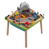 50-Piece KidKraft Rocky Mountain Wooden Train Set & Table – Mountain Tunnels, Rescue Town & Storage