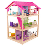 KidKraft So Chic Wooden Dollhouse – 3 Levels, 10 Rooms, Wheeled Base & 46 Accessories