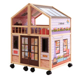 KidKraft So Darling Wooden Dollhouse on Wheels – 2 Levels, 4 Rooms, Lights, Sounds & 29 Accessories