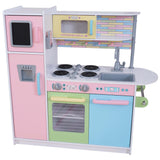 KidKraft Uptown Pastel Wooden Play Kitchen – Chalkboard, Play Phone & See-Through Doors