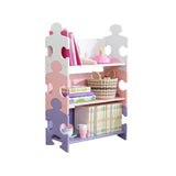 KidKraft Wooden Puzzle Bookcase – Pastel Kids’ Storage Shelf with 3 Deep Shelves