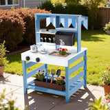 33.5" Double-Sided Wooden Outdoor Mud Kitchen – Water-Tank Faucet, Removable Sink & 8 Cooking Accessories