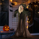 5.7 Ft Animated Crooked Pumpkin Man Decor, Tilting Head Touch Animatronic Voice