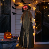 6 Ft Pumpkin Man Animated Halloween Animatronic, Moving Head LED Jack-o'-Lantern