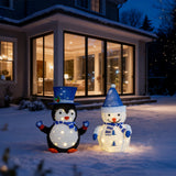 Lighted Snowman & Penguin Outdoor Christmas Decoration with 100 Warm White LED Lights