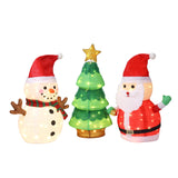 Lighted Snowman, Santa Claus & Christmas Tree Outdoor Decoration with 150 Warm White LED Lights