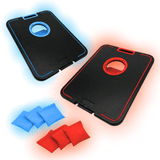 LED Cornhole Board Set with Light-Up Targets and 6 Bean Bags