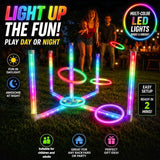 LED Light-Up Ring Toss Game for Kids and Adults, Portable Indoor and Outdoor Party Game