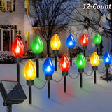 2 Pack Solar C9 Christmas Pathway Lights – 25 ft Outdoor Holiday String Lights with 12 Large LED Bulbs