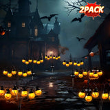 4 Pack Halloween Solar Pumpkin Stake Lights – 24 LED Swaying Jack-O'-Lantern Pathway Lights