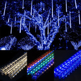 30 cm LED Meteor Shower Rain Lights, 8 Tubes, 192 LEDs, Falling Snow Christmas String Lights