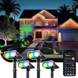 Linkind Smart Solar Spot Lights Outdoor – 4 Pack RGB Smart Solar Landscape Spotlights