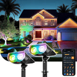 Linkind Smart Solar Spot Lights Outdoor – 4 Pack RGB Smart Solar Landscape Spotlights