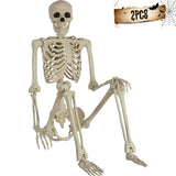 2-Pack 16" Poseable Halloween Skeleton Decorations, Realistic Full Body Hanging Props