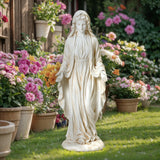 30" Virgin Mary Outdoor Statue, Blessed Mother Religious Garden Sculpture, Magnesium Oxide Décor