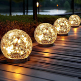 4-Pack 5" Solar Cracked Glass Globe Lights – 30 LEDs, IP65 Outdoor Garden Lighting, Yellow or Purple
