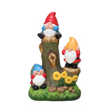 12.3" Mainstays Three Gnomes on Log Statue, Weather-Resistant Resin Garden Décor