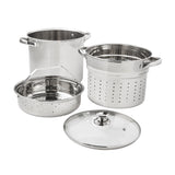 Mainstays Multi-Cooker Set with Lid, 8 Qt Pasta Steam Pot, Stainless Steel, Steamer Basket