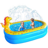 Inflatable Dinosaur Kiddie Pool with Sprinkler, 67" x 41" x 32" Kids Splash Pool & Water Play Center