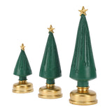 3-Piece LED Resin Christmas Tree Figurines – Green Lighted Tabletop Holiday Décor Set (4.9", 6.5" & 7.9")