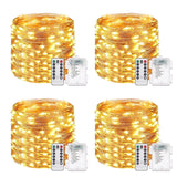 4-Pack 33 ft 100 LED Battery Operated Fairy String Lights with Remote