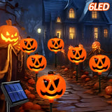 Solar Halloween Pumpkin Stake Lights –  6 PCS Pumpkin Pathway Lights