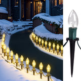 PRESENCE 24 Pcs White C9 LED Christmas Pathway Lights – Pathway Stake Lights
