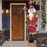 8 FT Pre-Lit Musical Nutcracker with 42 LED Lights and Removable Staff