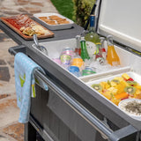Permasteel 100 qt. Rolling Patio Cooler & Beverage Cart with Folding Side Shelves