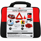 AutoReady 68-Pc Roadside Emergency Safety Kit with Booster Cables, Tire Inflator