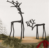 Set of 2 Black Reindeer Christmas Statues – Modern Holiday Tabletop Decorations