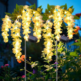 2 Pack Solar Wisteria Flower Lights – Yellow Waterproof LED Solar Garden Lights