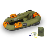 Sea Eagle PackFish7 Inflatable Fishing Boat Set, 7 ft Fishing Float Tube with Seat, Oars & Backpack