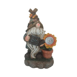 Solar Garden Gnome Statue with Sunflower, Outdoor Resin Figurine, Weatherproof LED Yard Décor