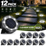 12 Pack Solar In-Ground Lights – 8 LED Flat Landscape Lights