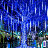 Solar Meteor Shower Icicle Lights, 8 Tubes, 192 LEDs, 11.8" Solar Falling Rain Lights