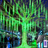 Solar Meteor Shower Icicle Lights, 8 Tubes, 192 LEDs, 11.8" Solar Falling Rain Lights