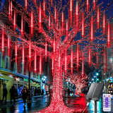 Solar Meteor Shower Icicle Lights, 8 Tubes, 192 LEDs, 11.8" Solar Falling Rain Lights