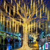 Solar Meteor Shower Icicle Lights, 8 Tubes, 192 LEDs, 11.8" Solar Falling Rain Lights