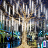 Solar Meteor Shower Icicle Lights, 8 Tubes, 192 LEDs, 11.8" Solar Falling Rain Lights