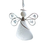 Handmade Sea Glass Angel Christmas Ornament with Silver Wire Wings and Rope Hanger