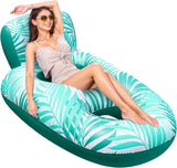 Sunrio Tropical Leaves Inflatable Pool Float, 61" x 44" Lounge Chair with Headrest & Footrest