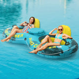 Sunrio 2-Person Heavy-Duty River Tube Float, Inflatable Water Lounger with Cooler